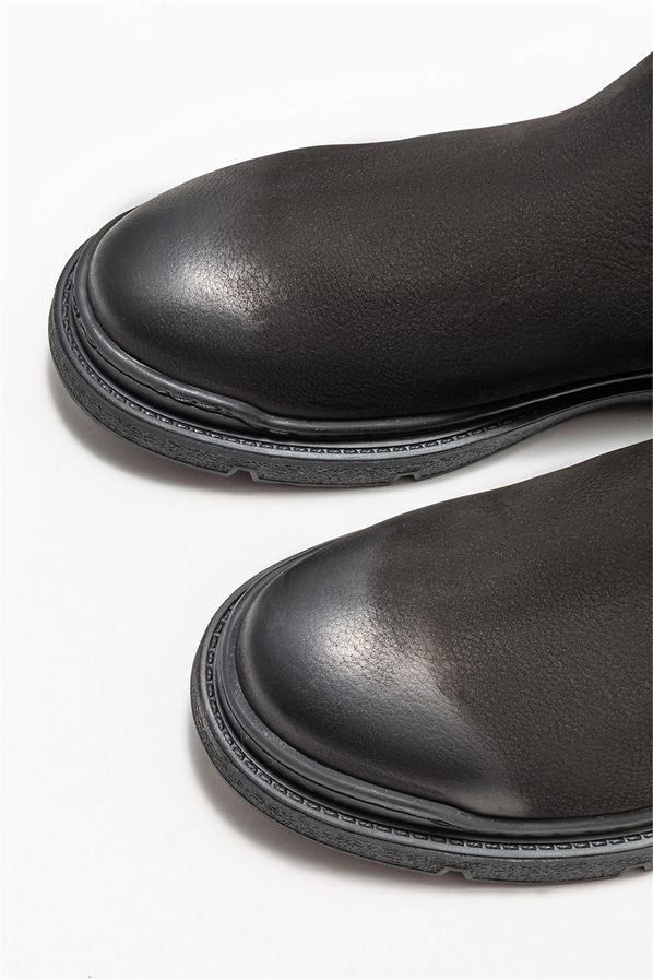 Siyah deri erkek günlük bot, günlük kullanım için - Elle Shoes