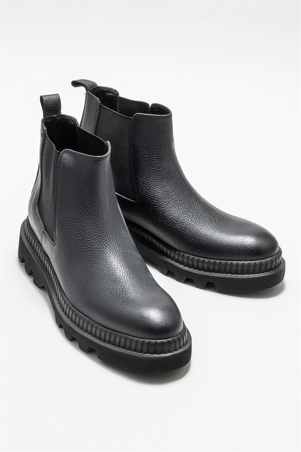 Siyah deri erkek günlük bot, günlük kullanım için - Elle Shoes