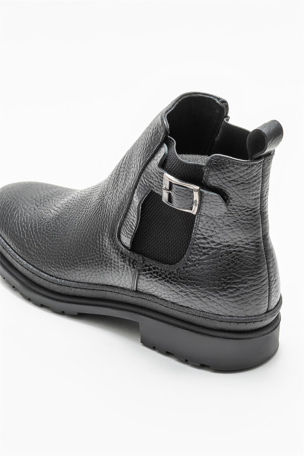 Siyah deri erkek günlük bot, günlük kullanım için - Elle Shoes
