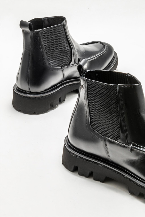 Siyah deri erkek günlük bot, günlük kullanım için - Elle Shoes