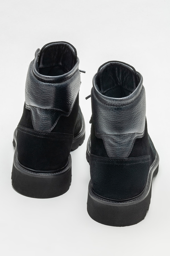 Siyah deri erkek günlük bot, günlük kullanım için - Elle Shoes
