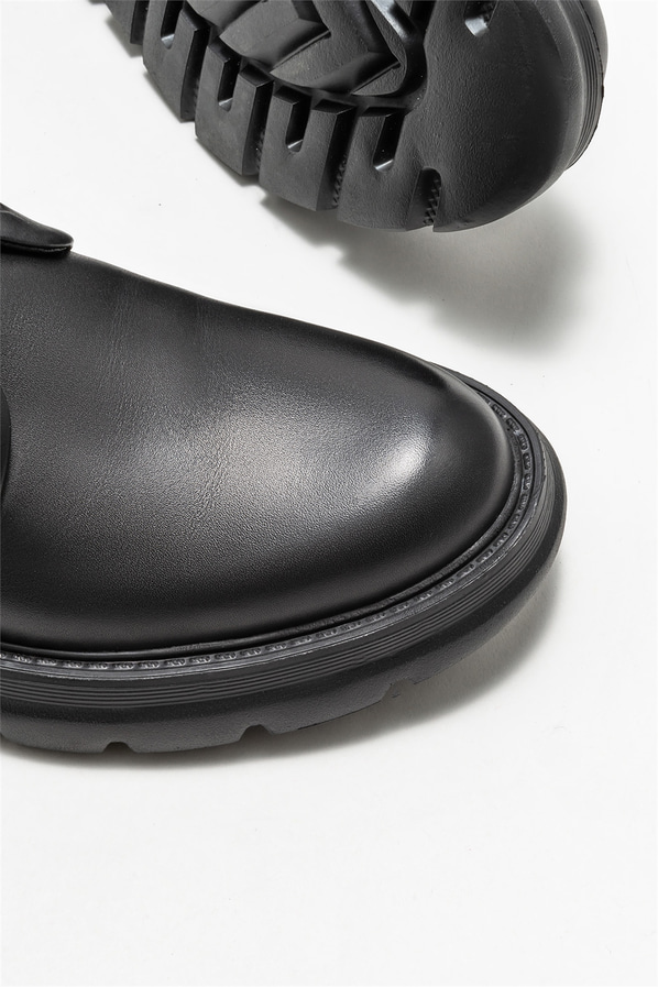 Siyah deri erkek günlük bot, günlük kullanım için - Elle Shoes