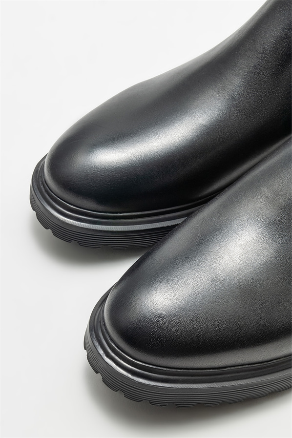 Siyah deri erkek günlük bot, günlük kullanım için - Elle Shoes