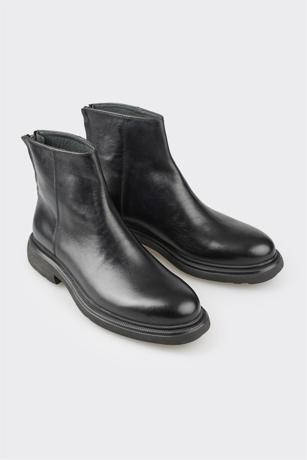 Siyah deri erkek günlük bot, günlük kullanım için - Elle Shoes