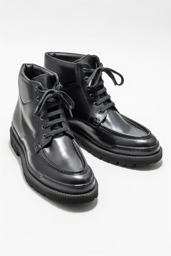 Siyah deri erkek günlük bot, günlük kullanım için - Elle Shoes
