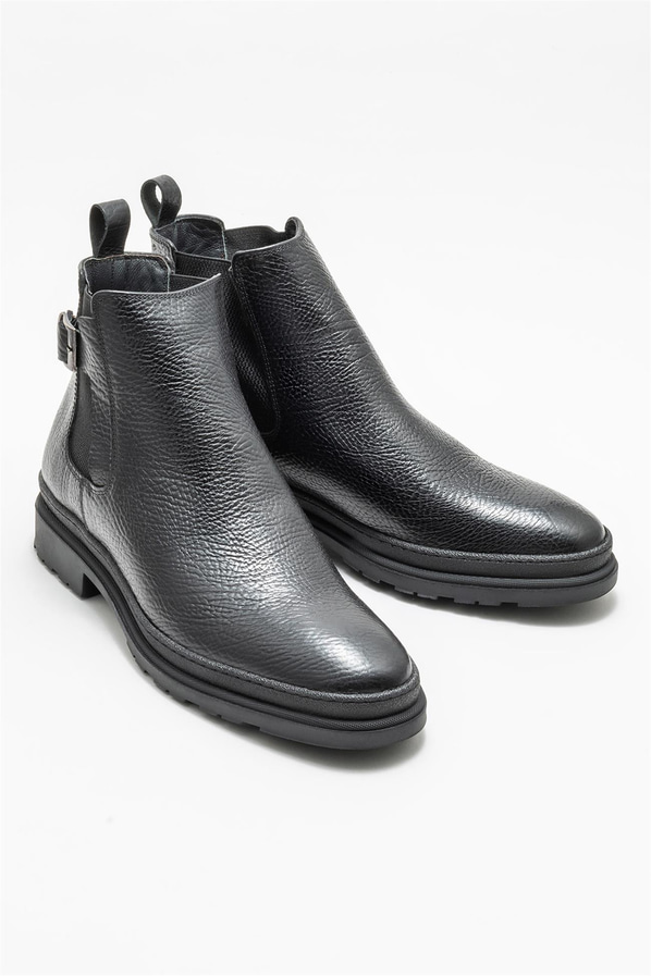 Siyah deri erkek günlük bot, günlük kullanım için - Elle Shoes