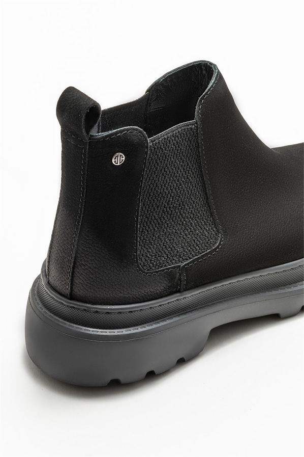 Siyah deri erkek günlük bot, günlük kullanım için - Elle Shoes