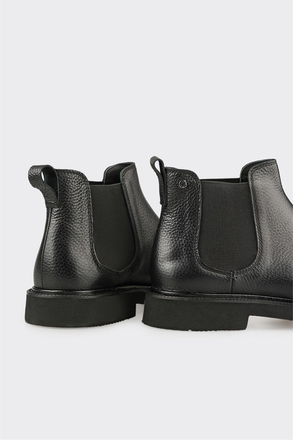 Siyah Deri Erkek Günlük Bot