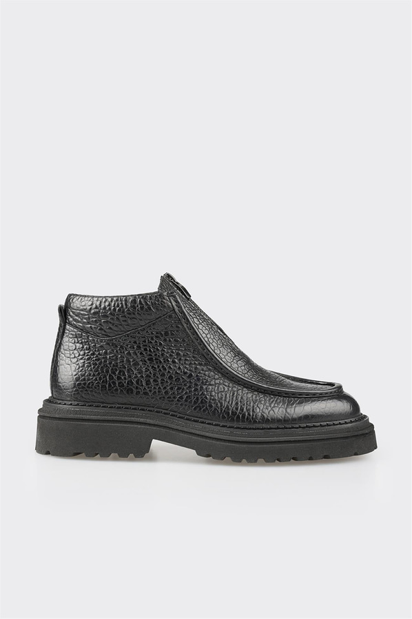 Siyah deri yan fermuarlı erkek günlük bot, rahat kullanım için - Elle Shoes