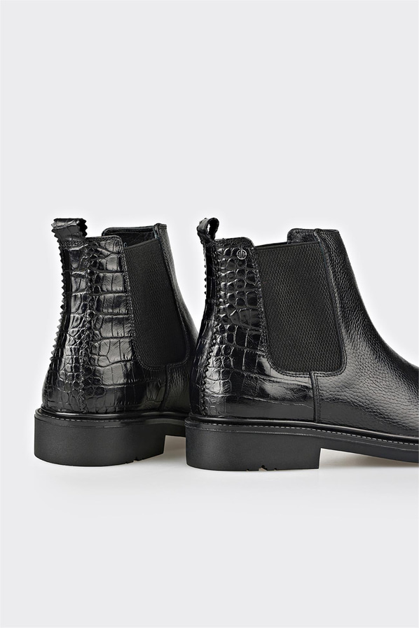 Siyah deri erkek günlük bot, günlük kullanım için - Elle Shoes