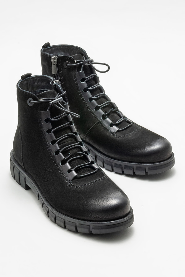 Siyah deri erkek günlük bot, günlük kullanım için - Elle Shoes