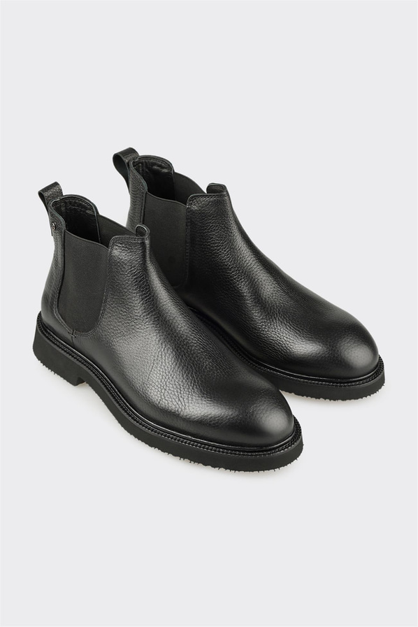 Siyah Deri Erkek Günlük Bot