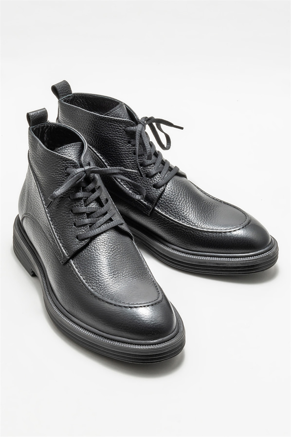 Siyah deri erkek günlük bot, günlük kullanım için - Elle Shoes