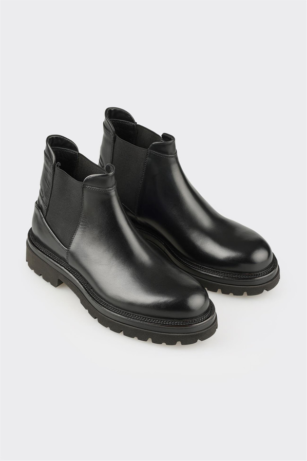 Siyah Deri Erkek Günlük Bot