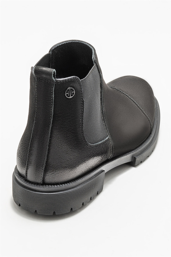 Siyah deri erkek günlük bot, günlük kullanım için - Elle Shoes
