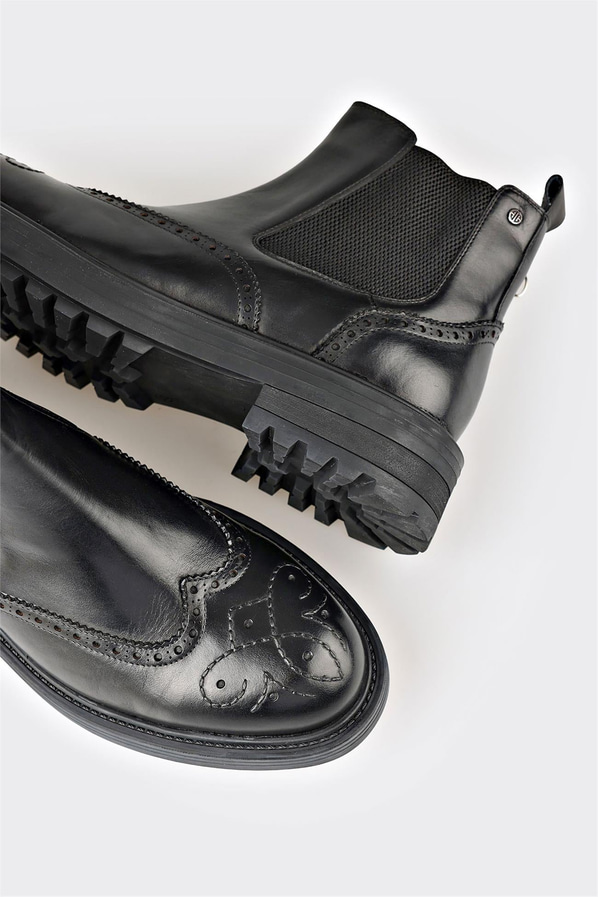 Siyah deri ve süet erkek günlük bot, rahat kullanım için - Elle Shoes