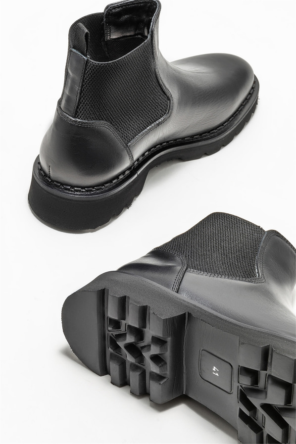 Siyah deri erkek günlük bot, günlük kullanım için - Elle Shoes