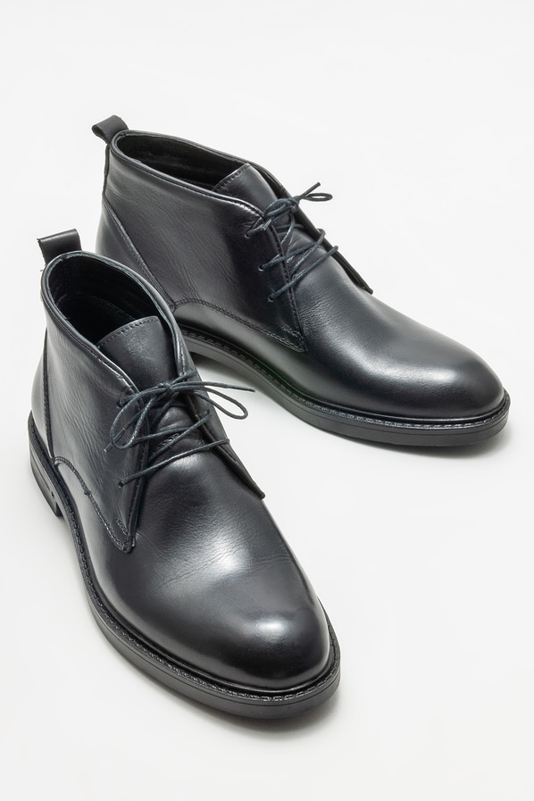 Siyah deri erkek günlük bot, günlük kullanım için - Elle Shoes