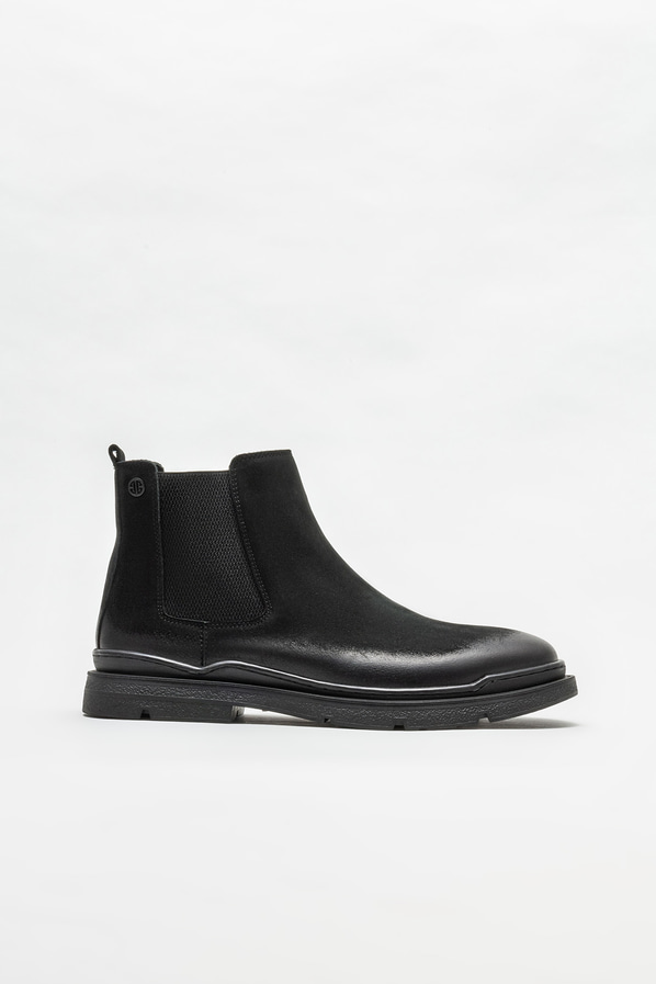 Siyah deri erkek günlük bot, günlük kullanım için - Elle Shoes