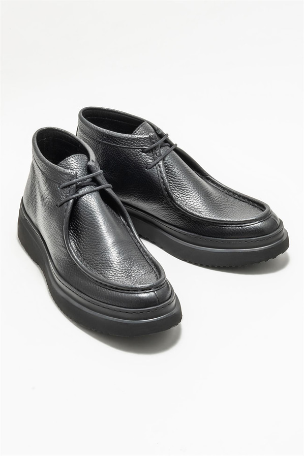 Siyah deri erkek günlük bot, günlük kullanım için - Elle Shoes