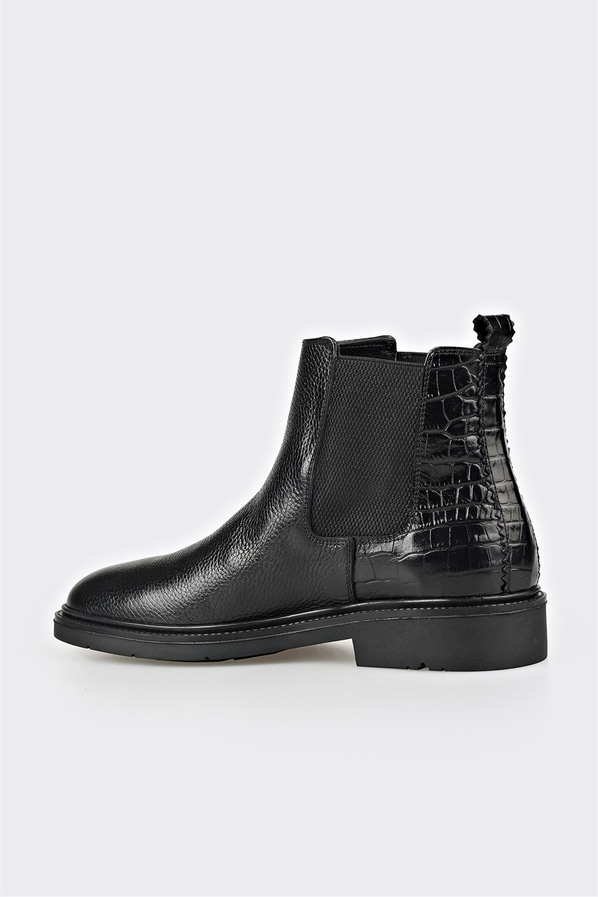 Siyah deri erkek günlük bot, günlük kullanım için - Elle Shoes