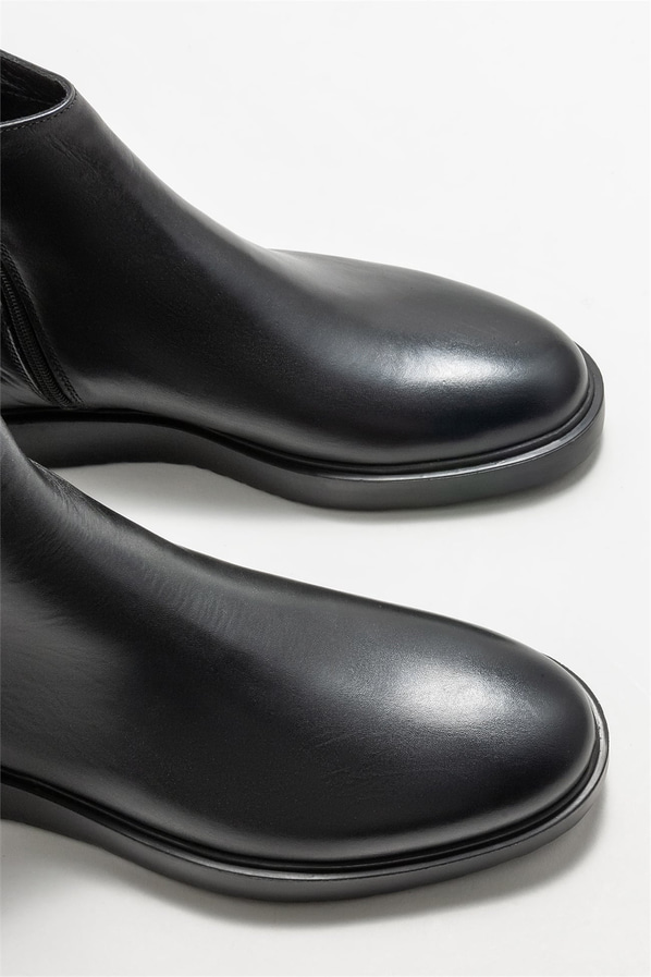 Siyah deri erkek günlük bot, günlük kullanım için - Elle Shoes