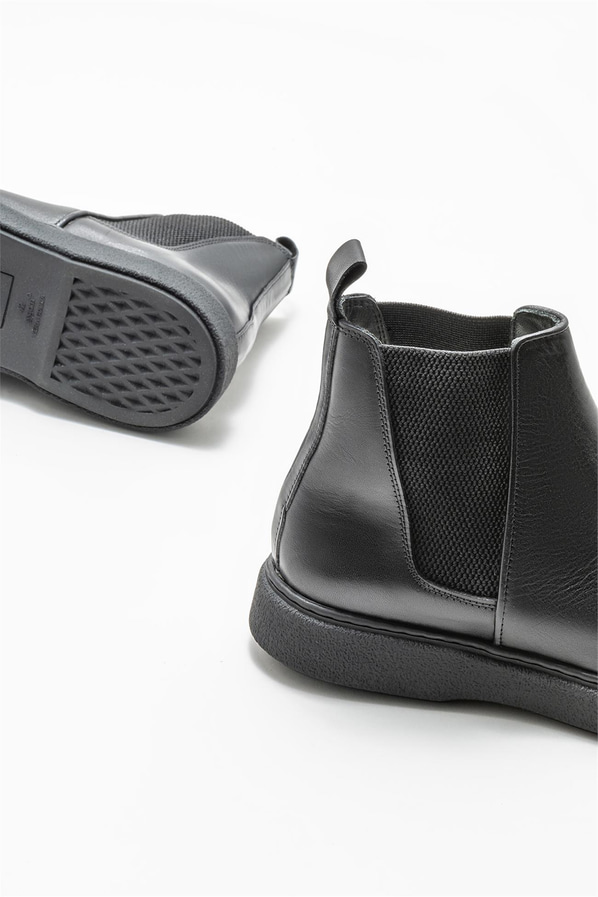 Siyah deri erkek günlük bot, günlük kullanım için - Elle Shoes