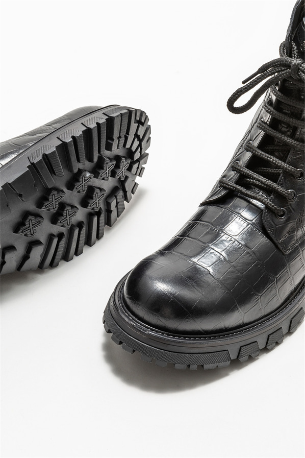 Siyah deri erkek günlük bot, günlük kullanım için - Elle Shoes