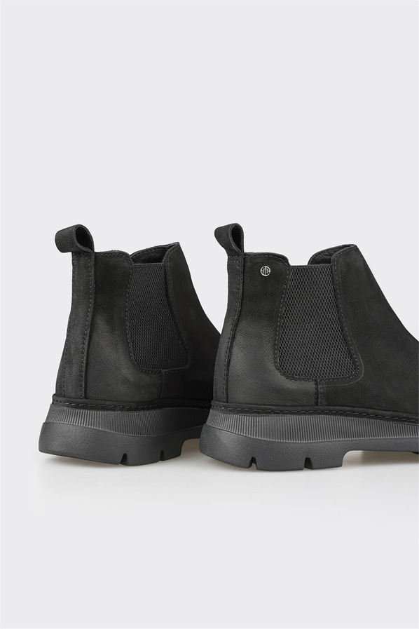 Siyah deri erkek günlük bot, günlük kullanım için - Elle Shoes