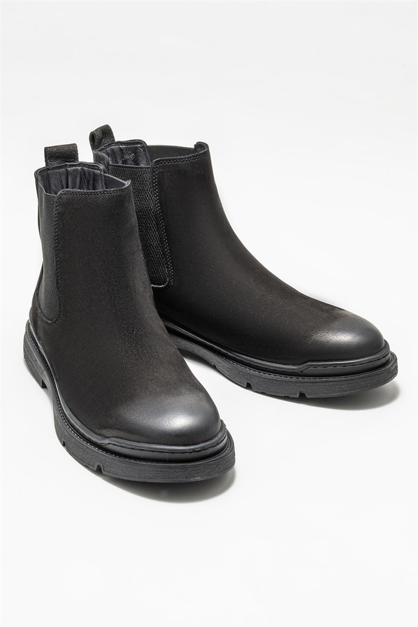 Siyah deri erkek günlük bot, günlük kullanım için - Elle Shoes