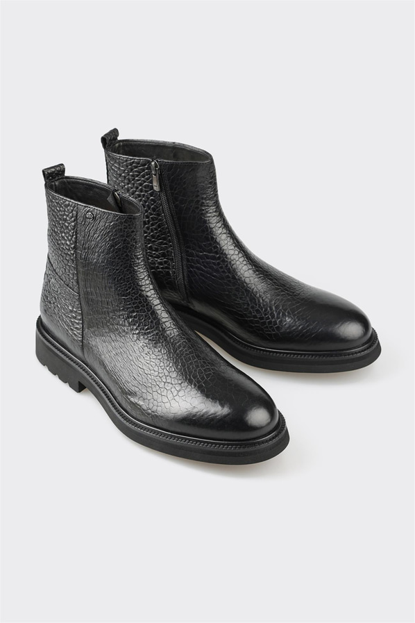 Siyah deri erkek günlük bot, rahat kullanım için - Elle Shoes