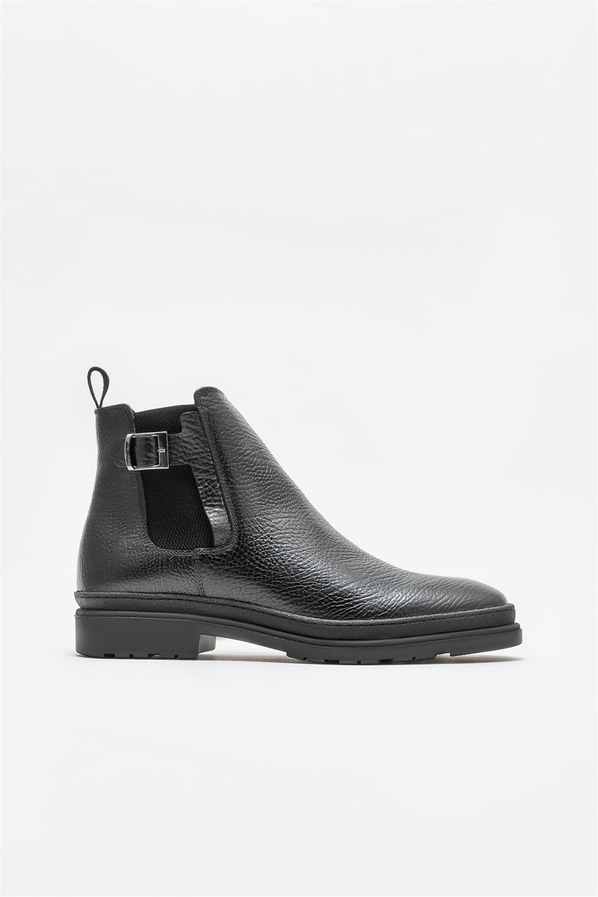 Siyah deri erkek günlük bot, günlük kullanım için - Elle Shoes
