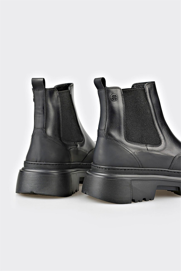 Siyah deri erkek günlük bot, rahat kullanım için - Elle Shoes
