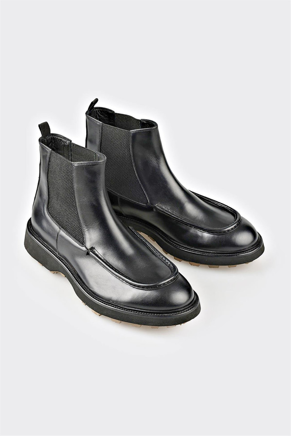 Siyah Deri Erkek Günlük Bot