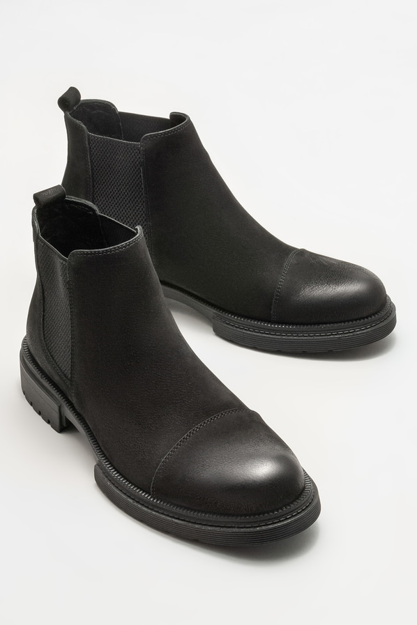 Siyah deri erkek günlük bot, günlük kullanım için - Elle Shoes