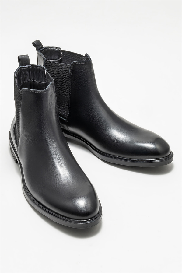 Siyah deri erkek günlük bot, günlük kullanım için - Elle Shoes