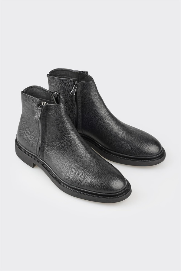 Siyah deri erkek günlük bot, günlük kullanım için - Elle Shoes