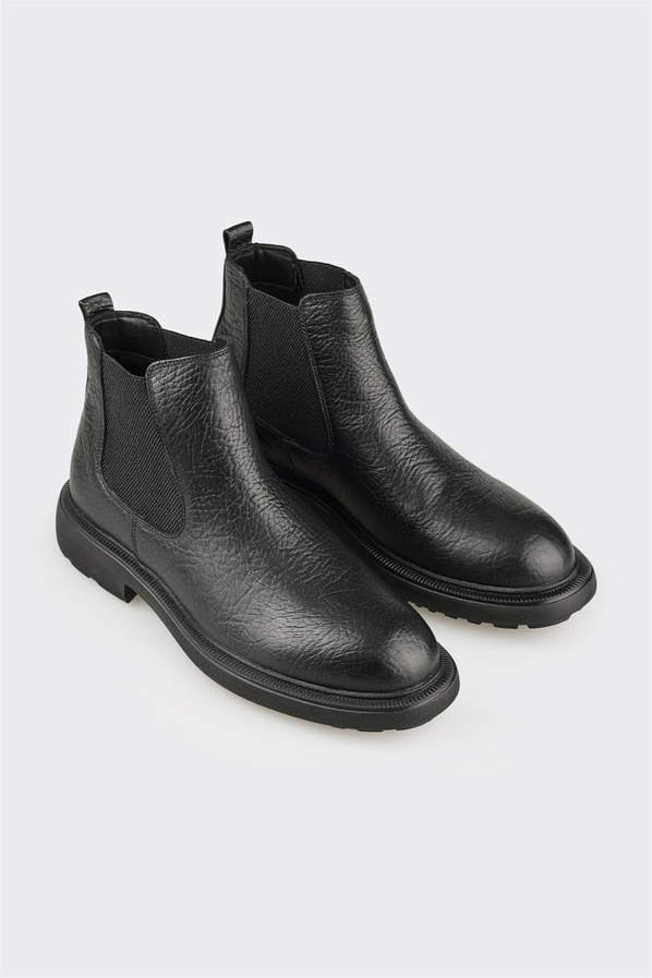Siyah Deri Erkek Günlük Bot