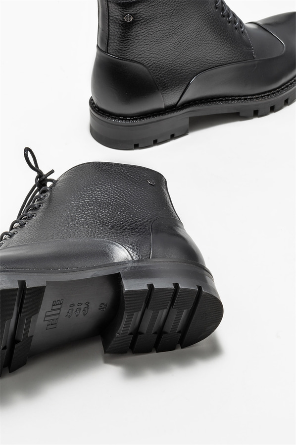 Siyah deri erkek günlük bot, günlük kullanım için - Elle Shoes