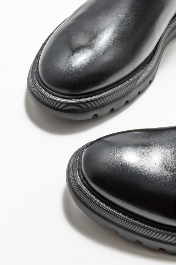 Siyah deri erkek günlük bot, günlük kullanım için - Elle Shoes