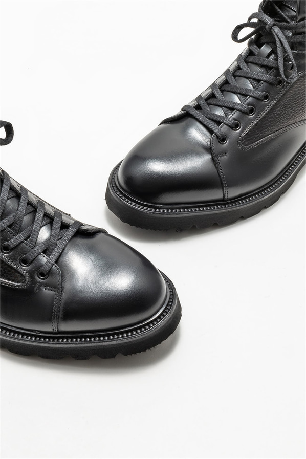 Siyah deri erkek günlük bot, günlük kullanım için - Elle Shoes