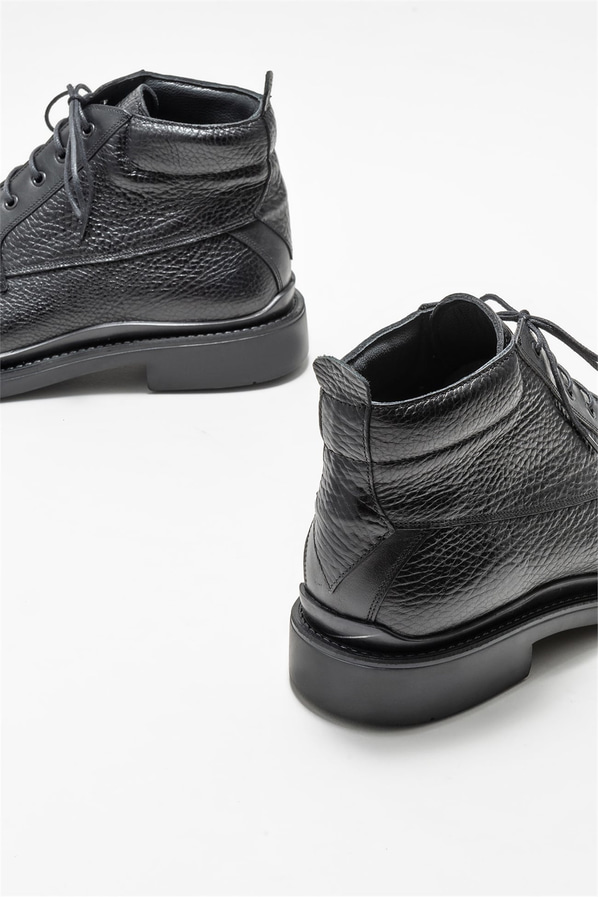 Siyah deri erkek günlük bot, günlük kullanım için - Elle Shoes