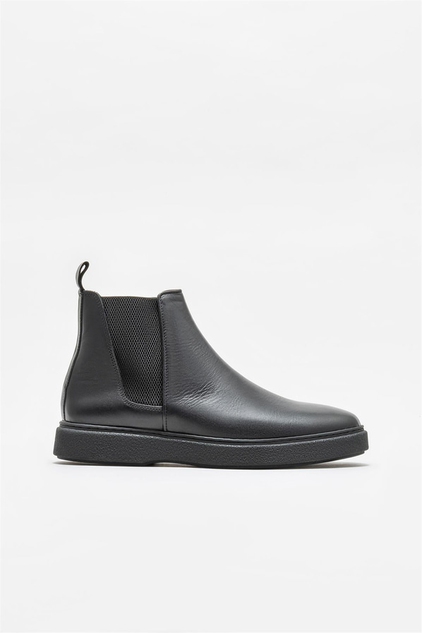 Siyah deri erkek günlük bot, günlük kullanım için - Elle Shoes