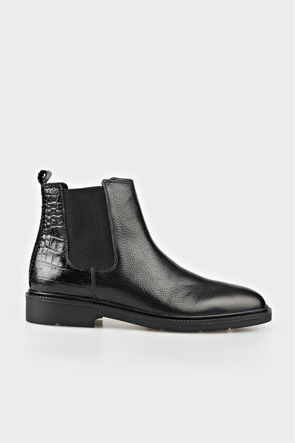 Siyah deri erkek günlük bot, günlük kullanım için - Elle Shoes