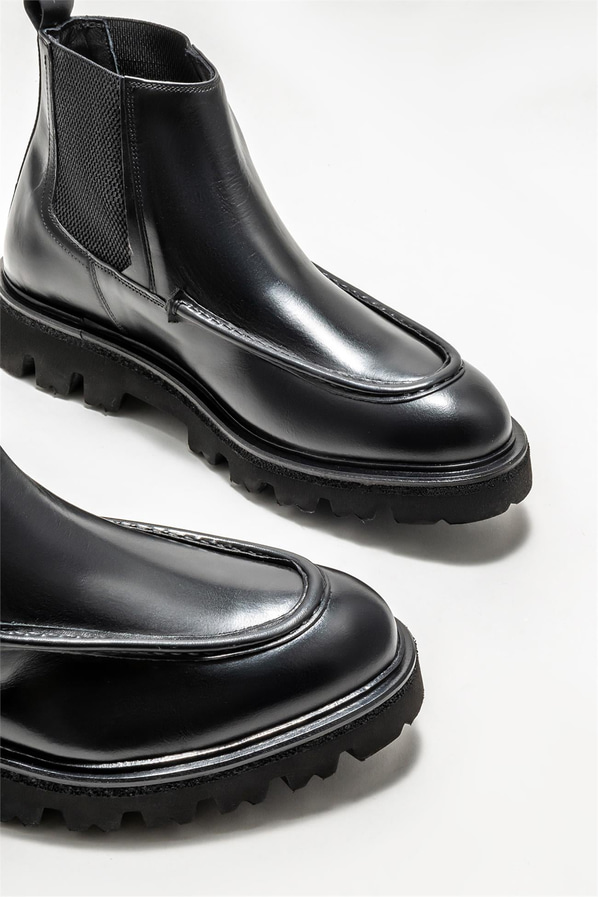Siyah deri erkek günlük bot, günlük kullanım için - Elle Shoes