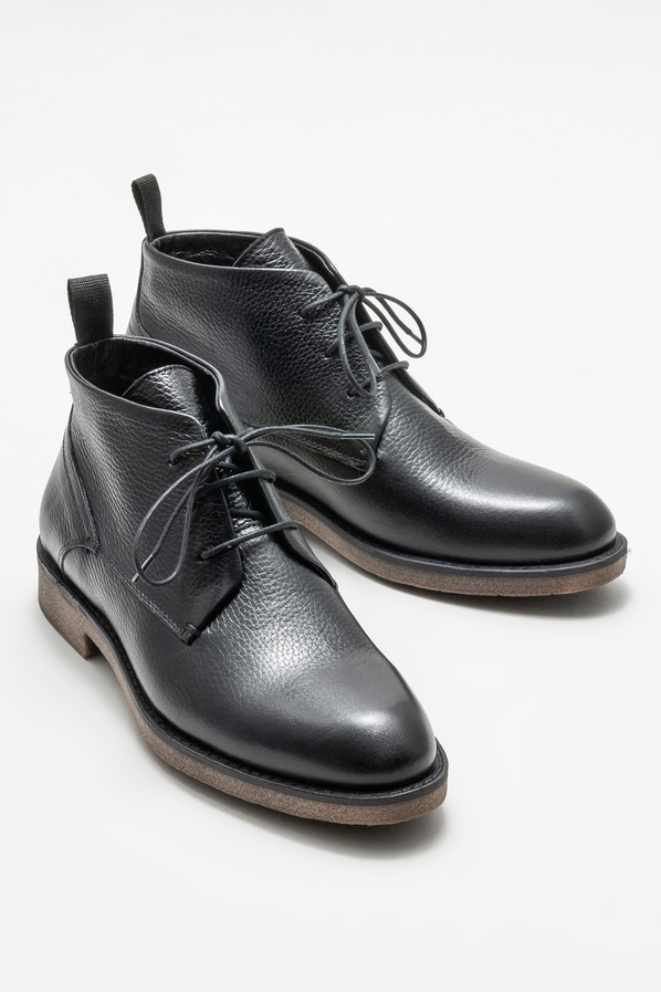 Siyah deri erkek günlük bot, günlük kullanım için - Elle Shoes