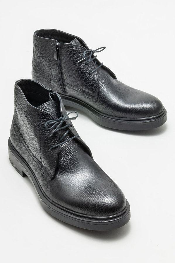 Siyah deri erkek günlük bot, günlük kullanım için - Elle Shoes