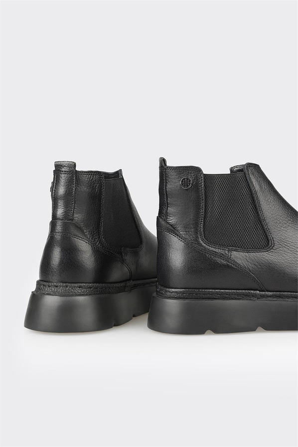 Siyah deri erkek günlük bot, günlük kullanım için - Elle Shoes