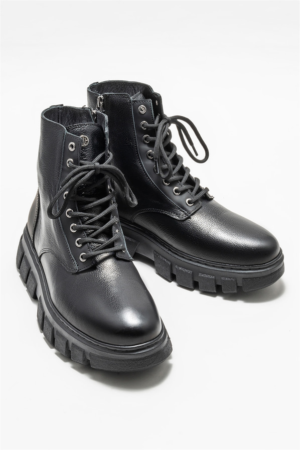 Siyah deri erkek günlük bot, günlük kullanım için - Elle Shoes