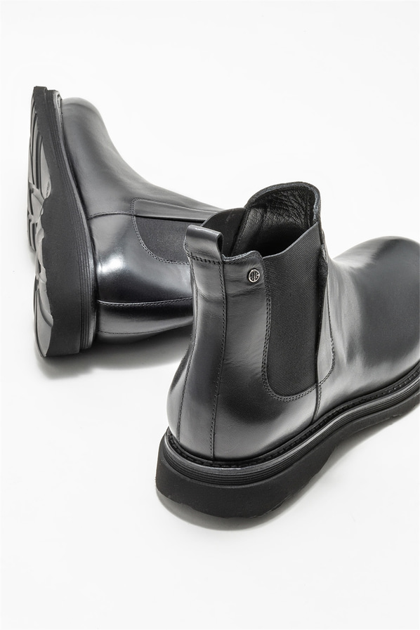Siyah deri erkek günlük bot, günlük kullanım için - Elle Shoes